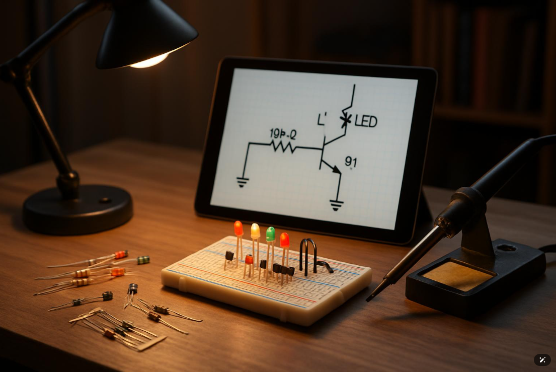 Workspace com eletrônica